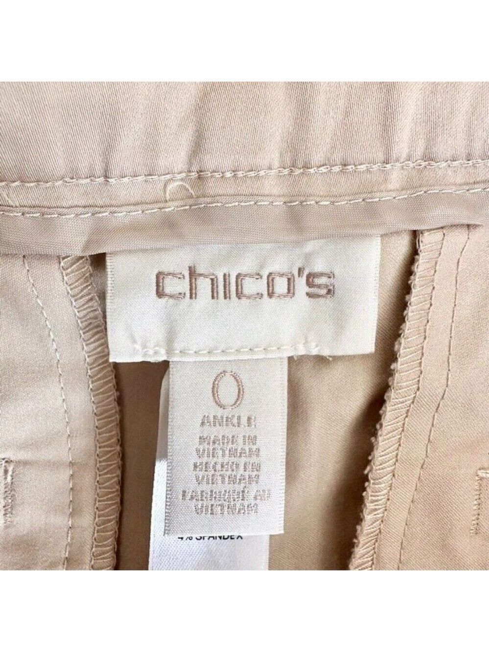 Chicos Slim Ankle Utility Pants Womens Size Small (0) Comfort Waist Luxe Beige - Picture 8 of 10